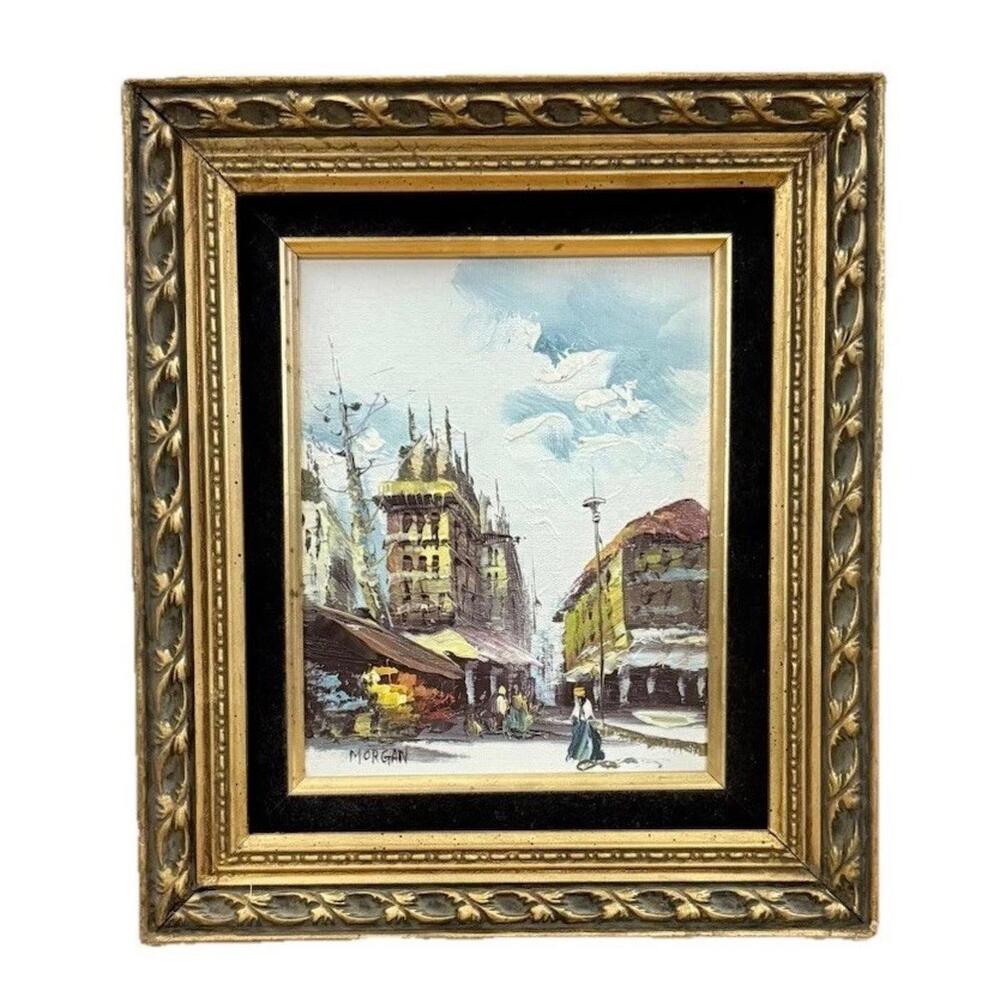Vintage Original Oil Painting by Artist Morgan 15.5 X 13.5 in. Signed 1960s